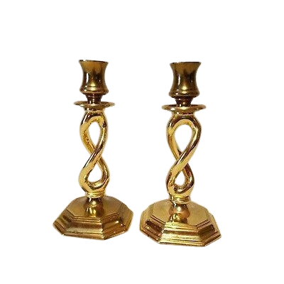 BRASS TAPER CANDLE HOLDER SET OF 2